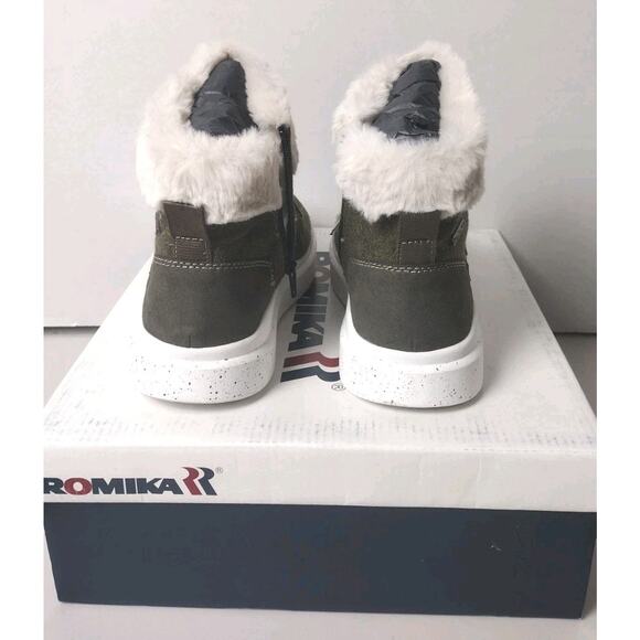Romika Helsinki Winter Ankle Boots Faux Fur Women EU 38 Olive Green Waterproof - Picture 4 of 10